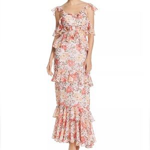 BNWT WAYF Milan Ruffled Cutout Maxi Dress